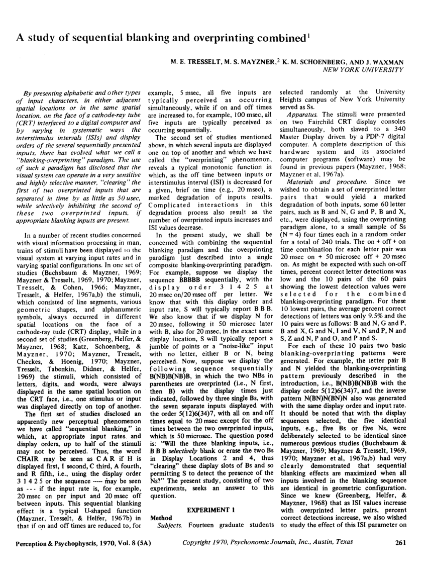 (PDF) A study of sequential blanking and overprinting combined