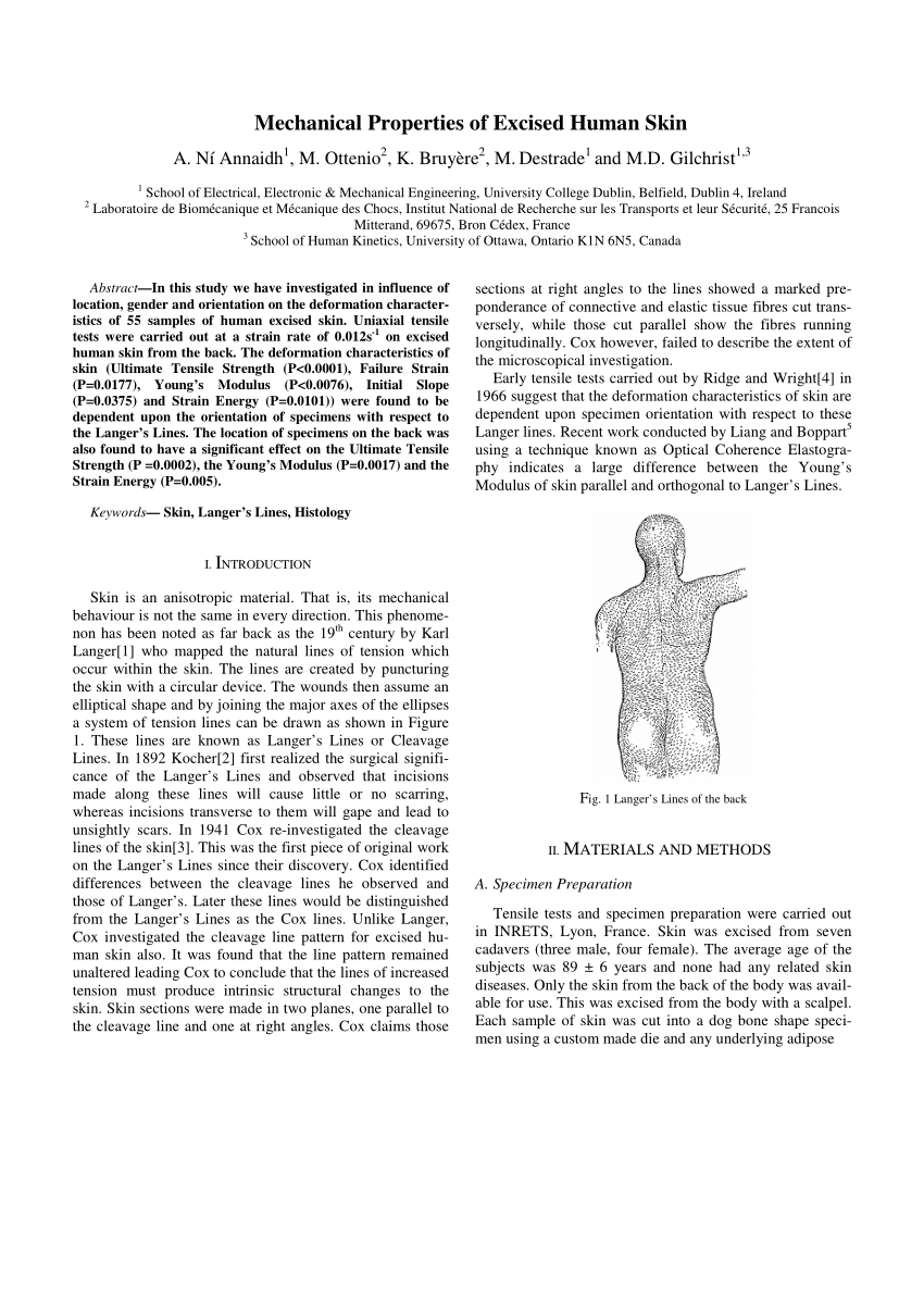 (PDF) Mechanical Properties of Excised Human Skin