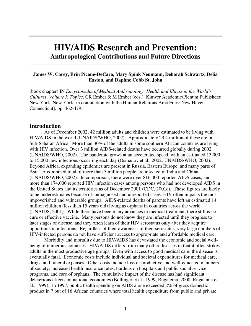 hiv aids research paper topics
