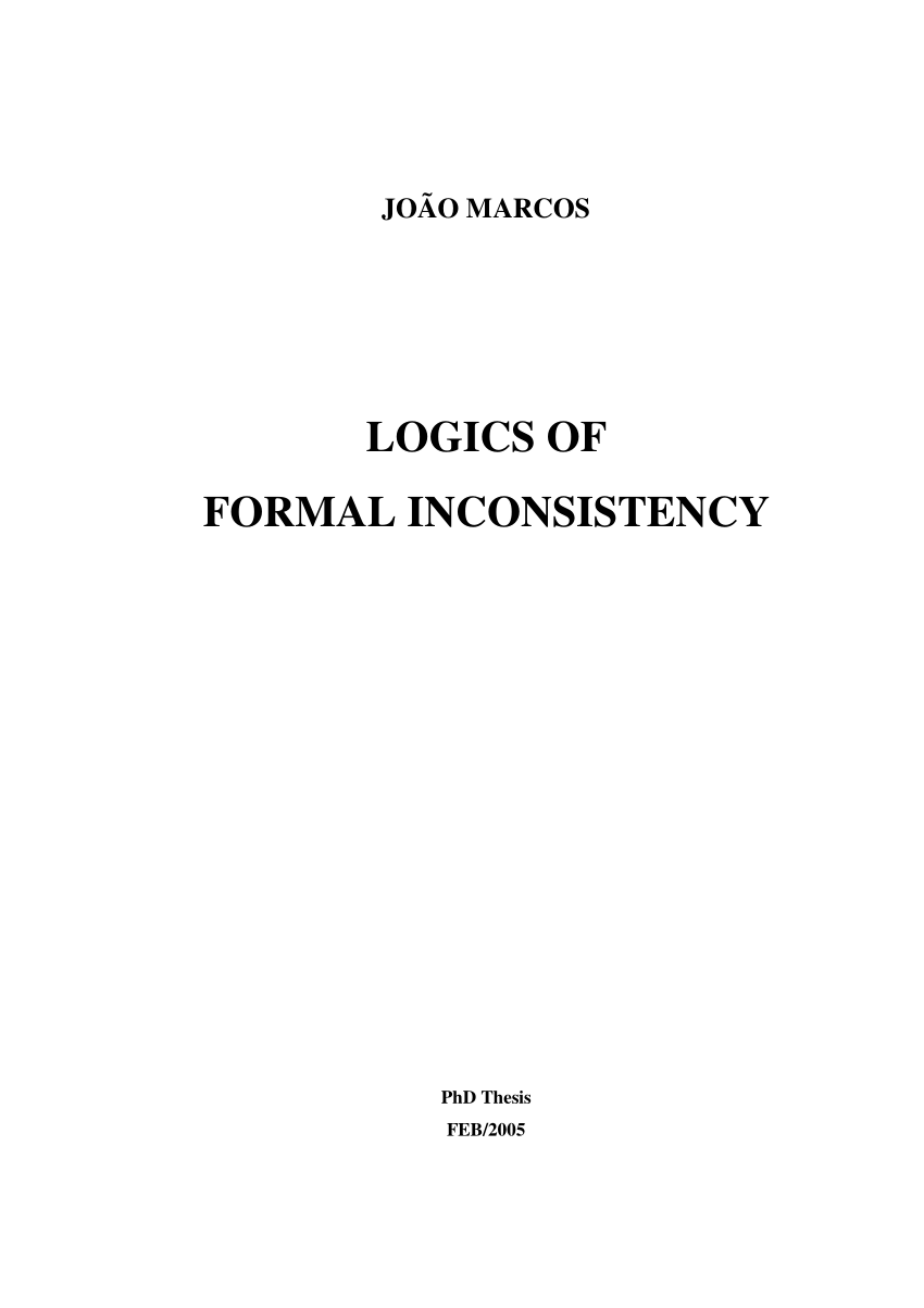 Pdf Logics Of Formal Inconsistency