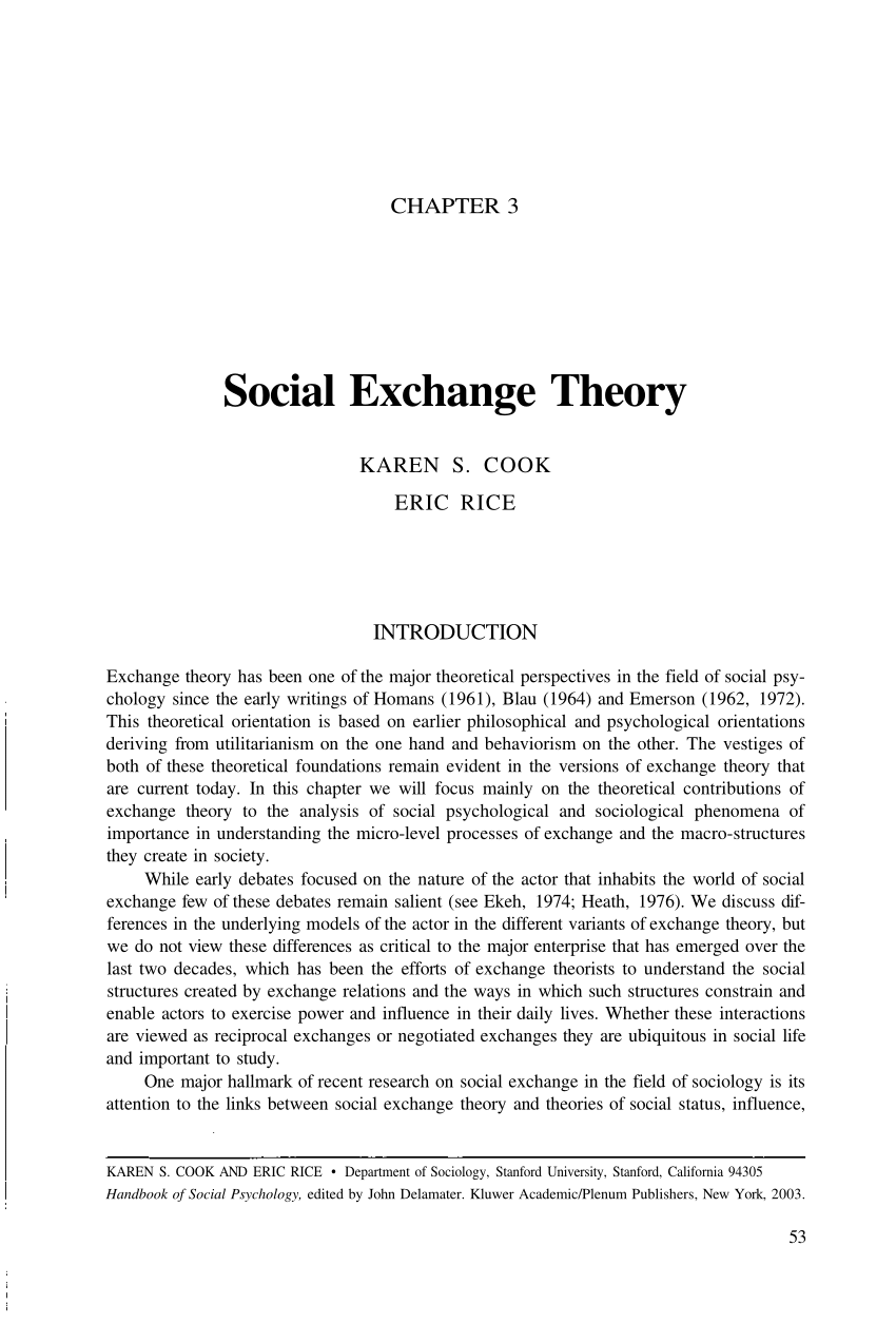 social exchange theory in social work pdf