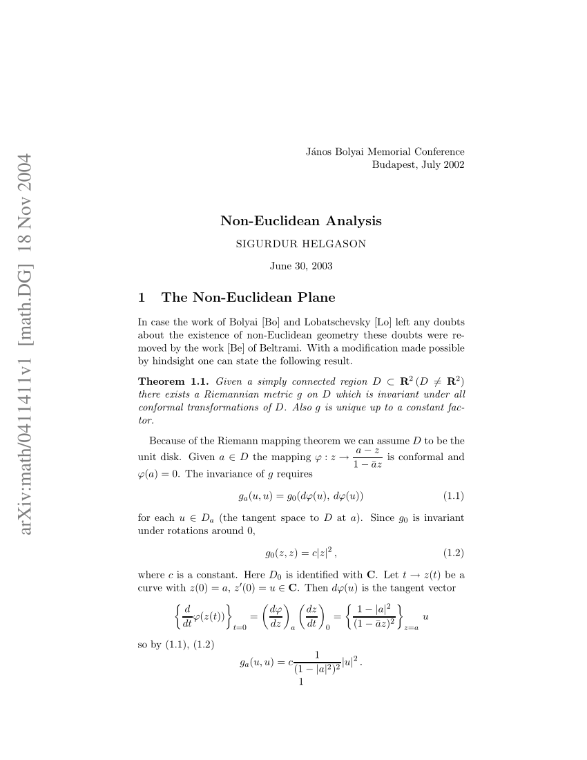 PDF Non Euclidean Analysis