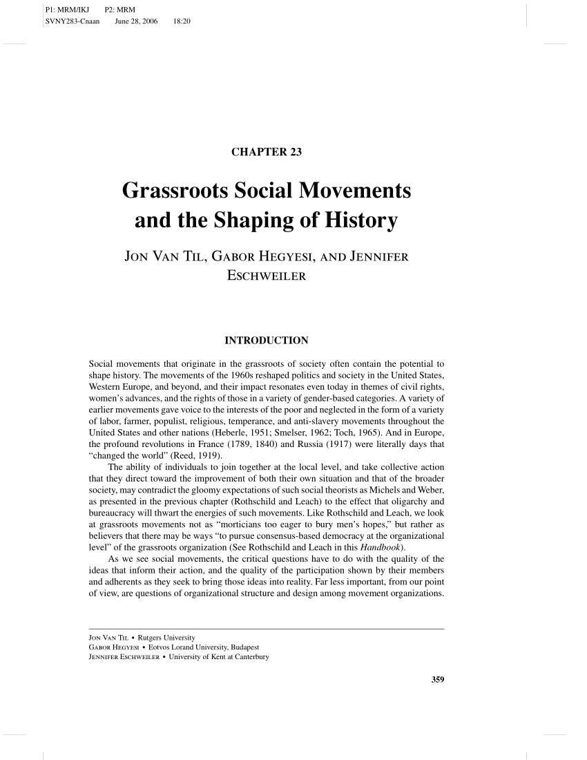 Pdf Grassroots Social Movements And The Shaping Of History