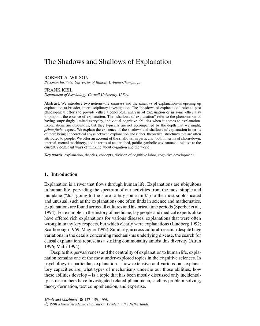 Pdf The Shadows And Shallows Of Explanation