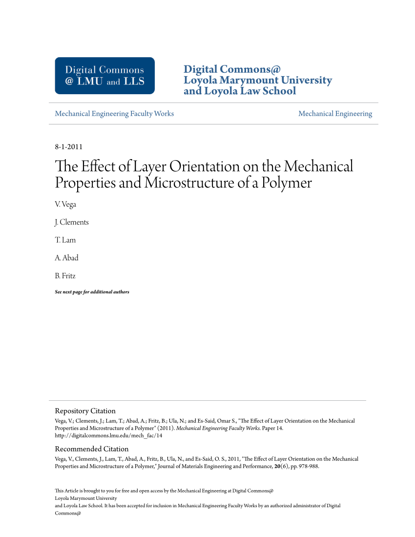 Pdf The Effect Of Layer Orientation On The Mechanical Properties And Microstructure Of A Polymer