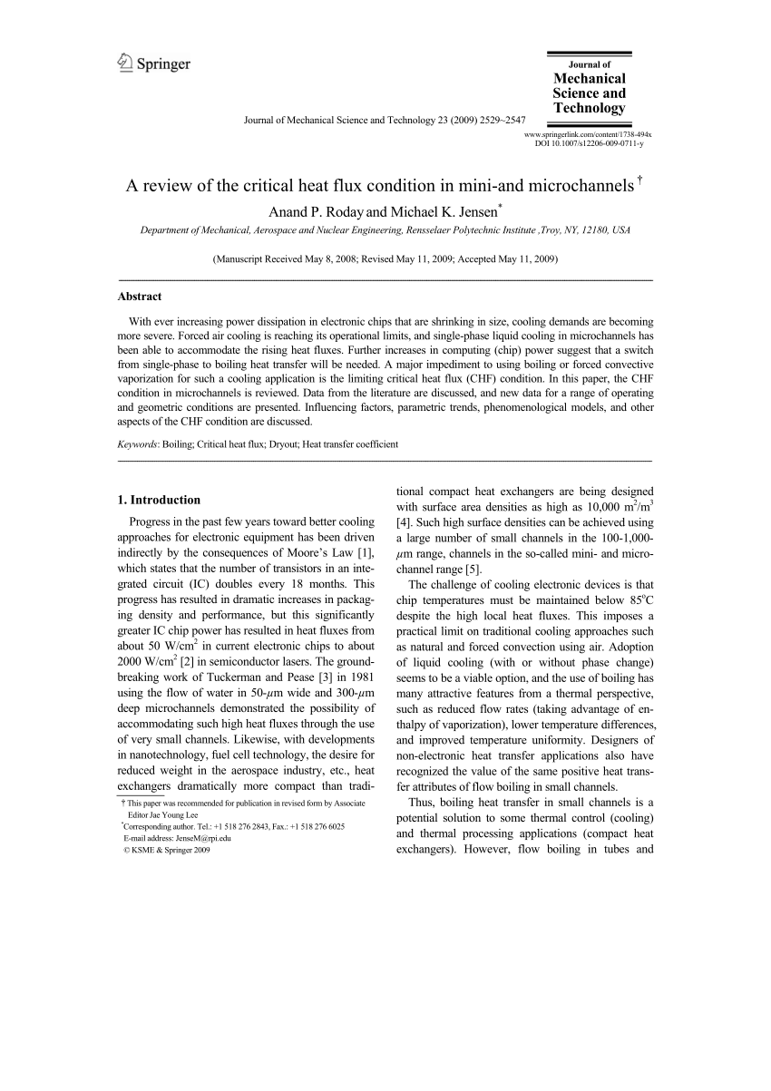 critical heat flux research papers