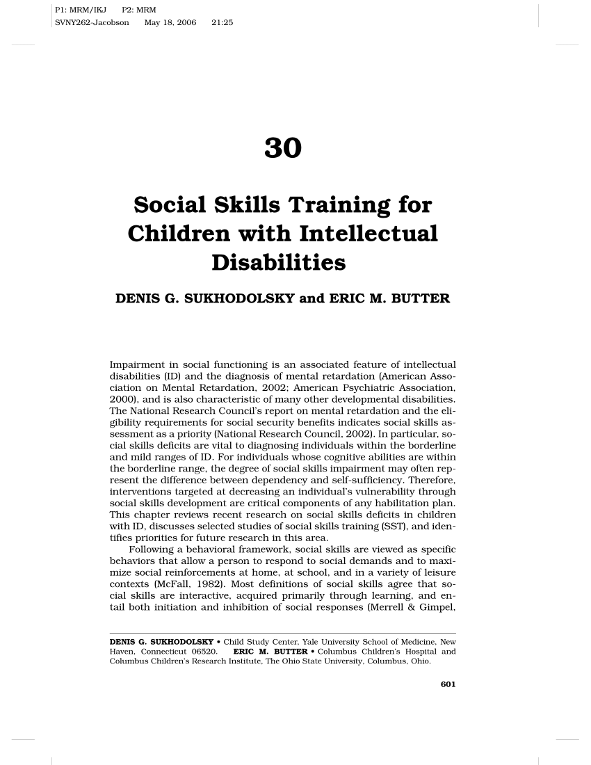Pdf Social Skills Training For Children With