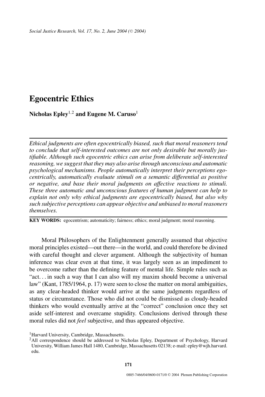 PDF Egocentric Ethics