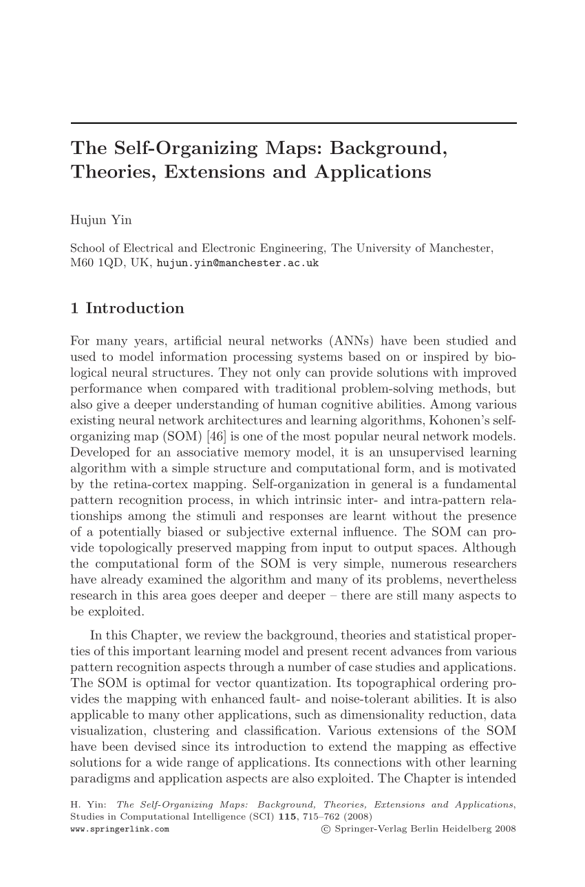 PDF) The Self-Organizing Maps: Background, Theories, Extensions