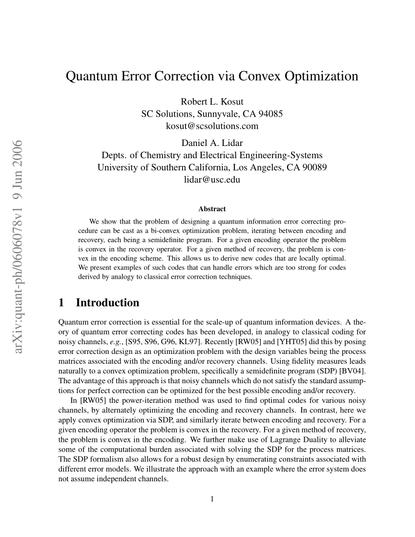 thesis on quantum error correction
