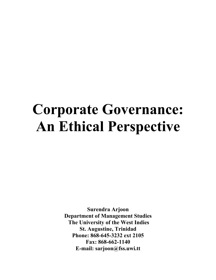 thesis paper on corporate governance
