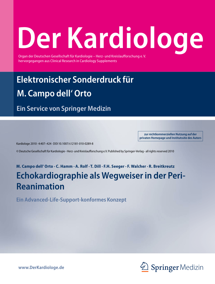 Pdf Echokardiographie Als Wegweiser In Der Peri Reanimation