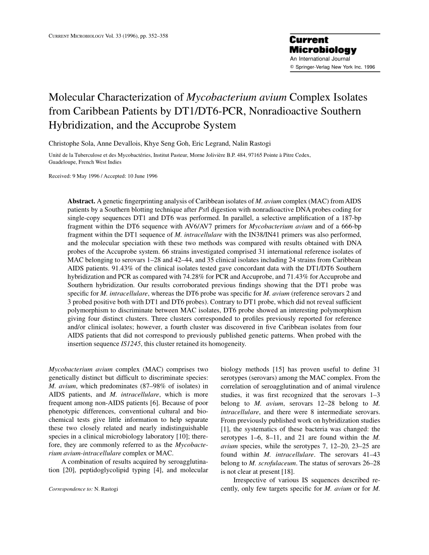 (PDF) Molecular Characterization of Mycobacterium avium Complex ...