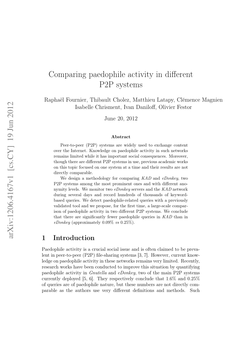 PDF Comparing Pedophile Activity in Different P2P Systems 