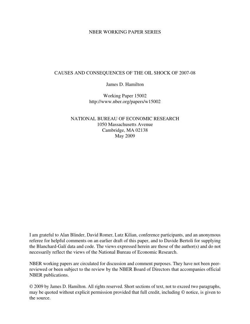 (PDF) Causes and Consequences of the Oil Shock of 2007-08