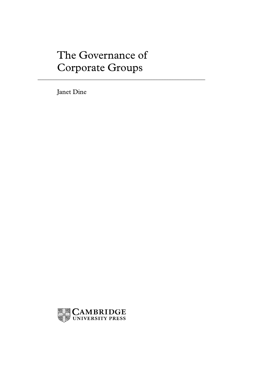 PDF) The Governance of Corporate Groups