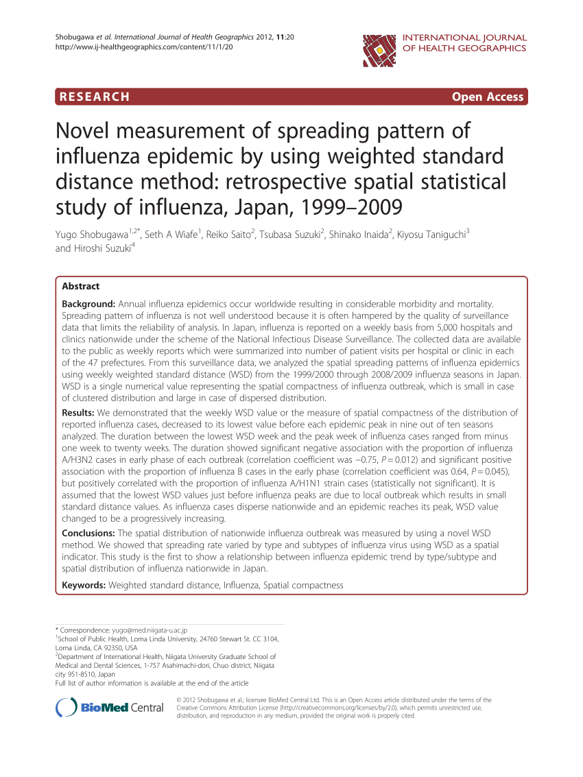 (PDF) Novel measurement of spreading pattern of influenza epidemic by