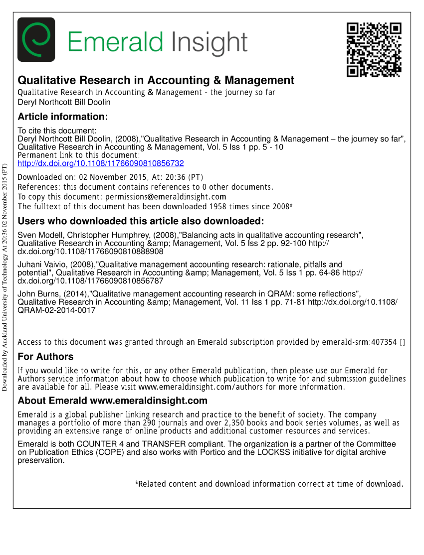 qualitative research in accounting & management