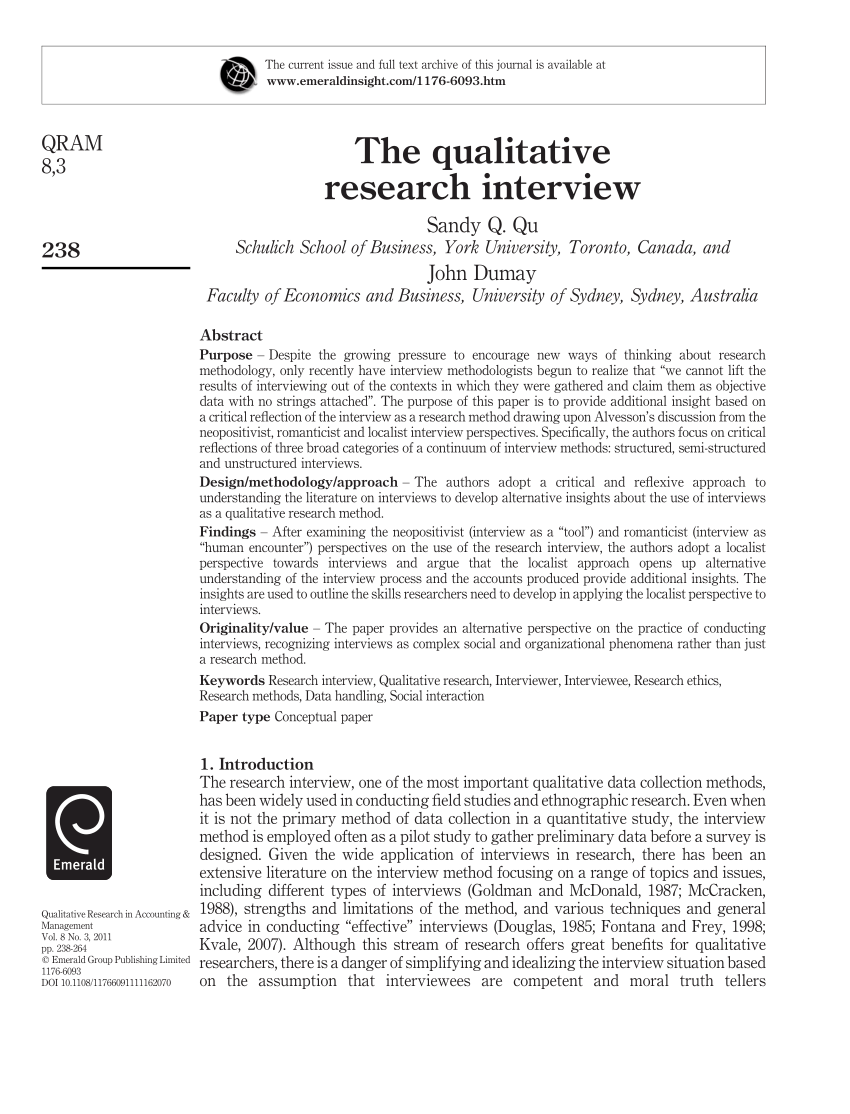 PDF) The qualitative research interview