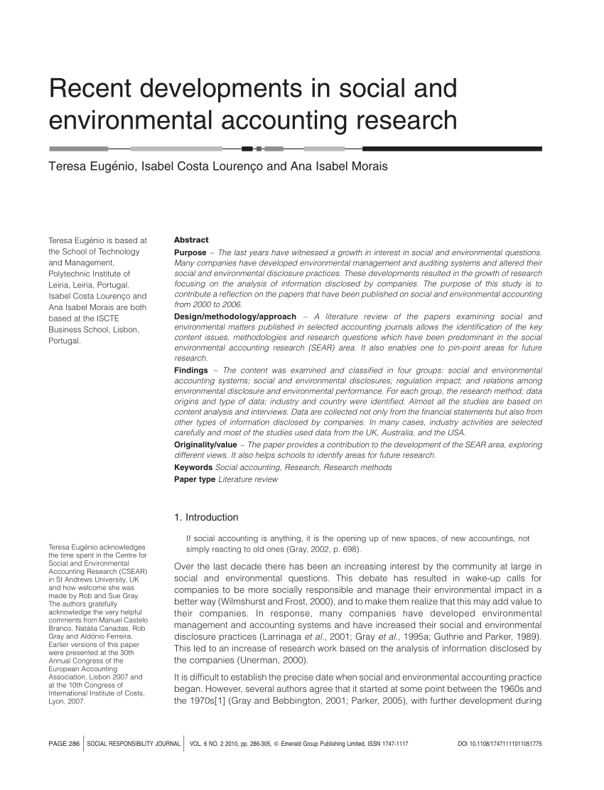 research paper on environmental accounting