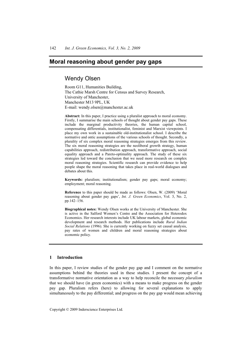 Pdf Moral Reasoning About Gender Pay Gaps