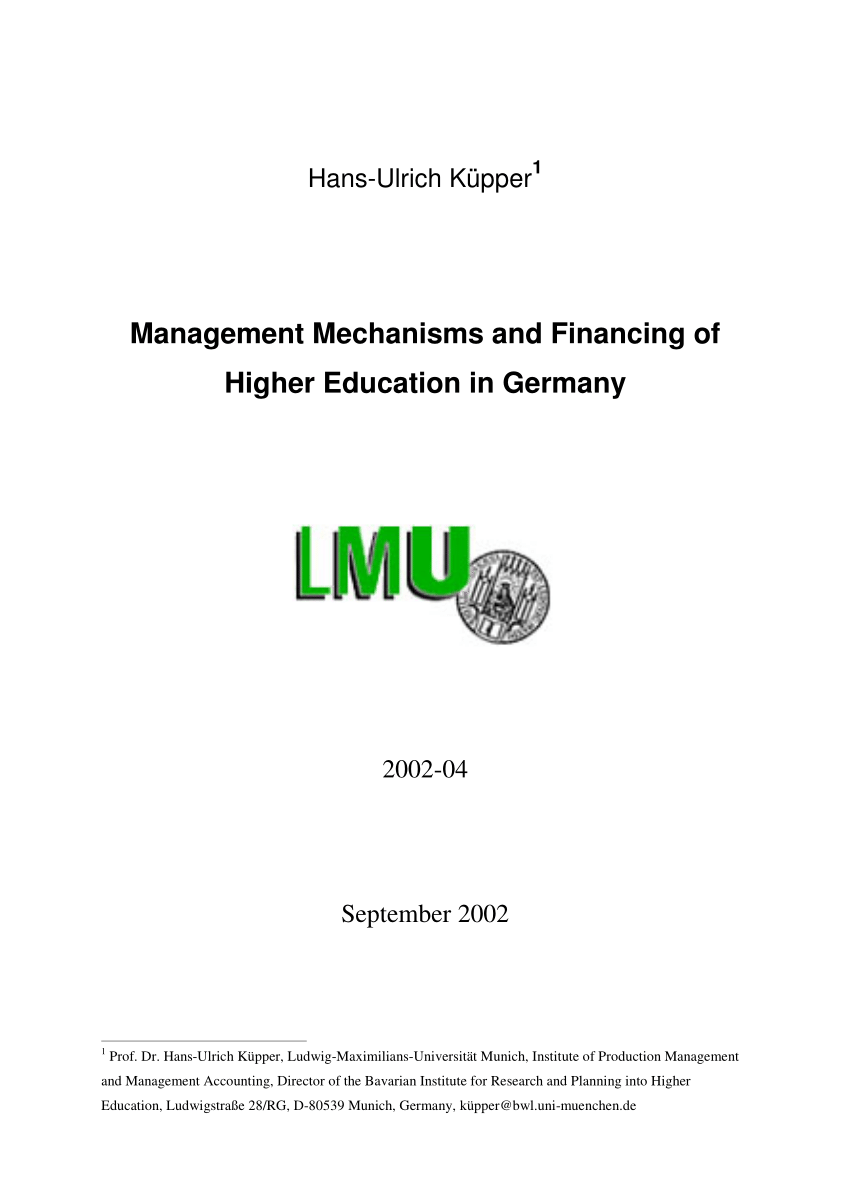 Pdf Management Mechanisms And Financing Of Higher Education In Germany