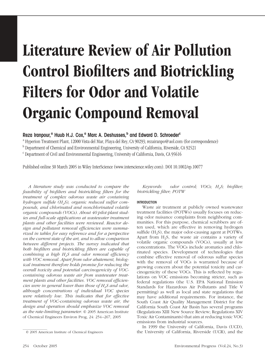 literature review on pollution control