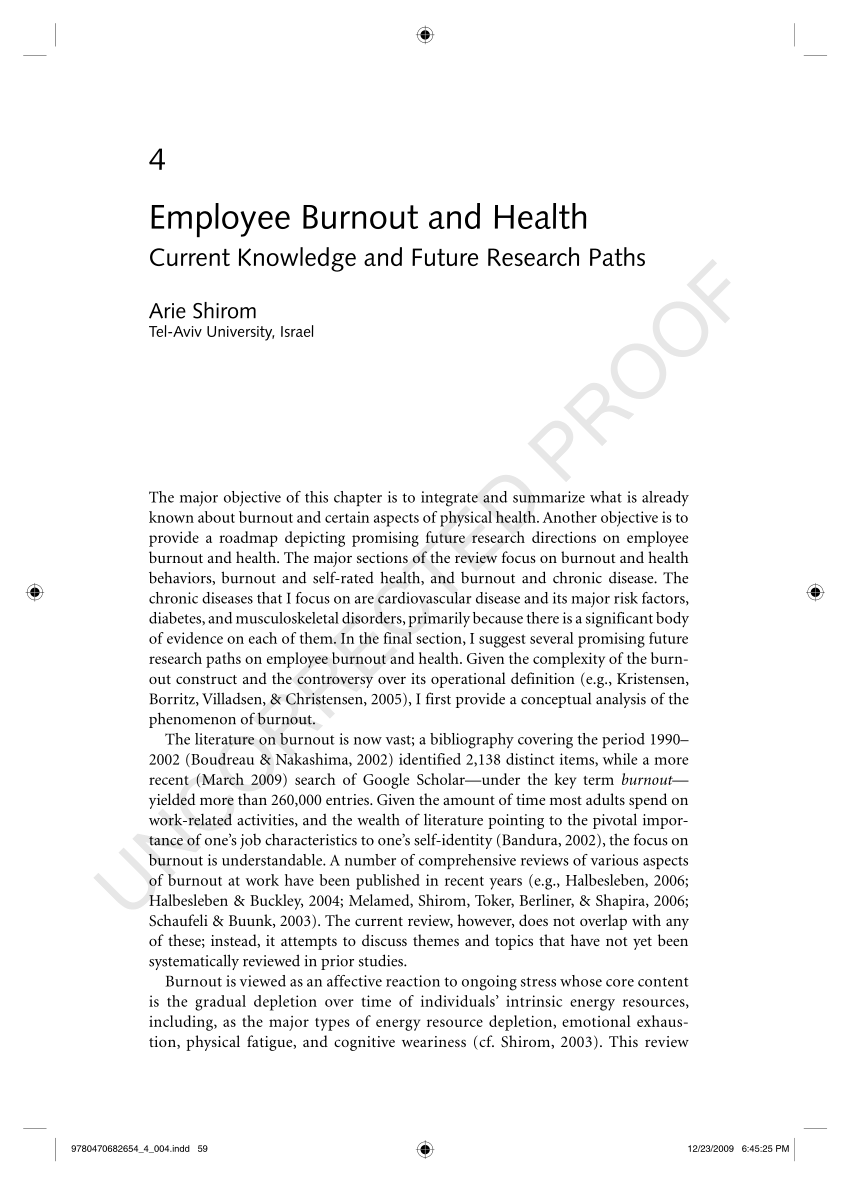 PDF) Burnout and Health Review: Current Knowledge and Future ...