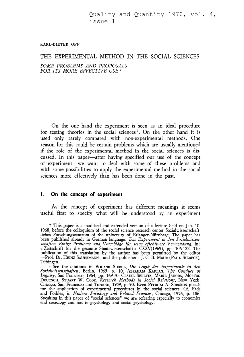 experimental methods in social sciences