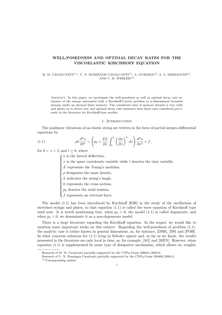 Pdf Existence And Uniform Decay For Nonlinear Viscoelastic Equation With Strong Damping