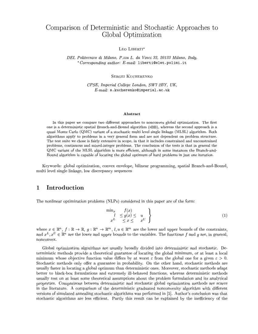 Pdf Comparison Of Deterministic And Stochastic Approaches - 