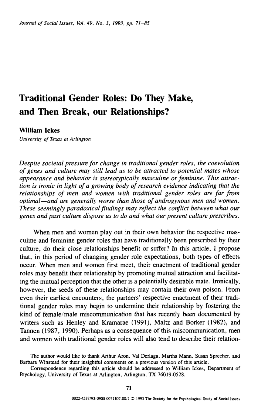 gender roles in society essay pdf