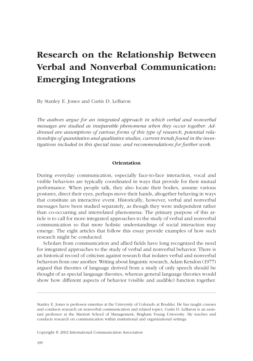 An Investigation Of Verbal Communication