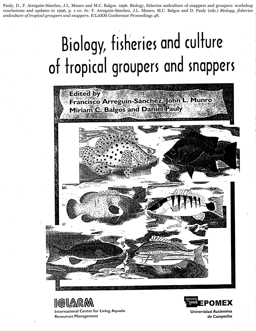 PDF) Biology, Fisheries and Culture of Tropical Groupers and Snappers