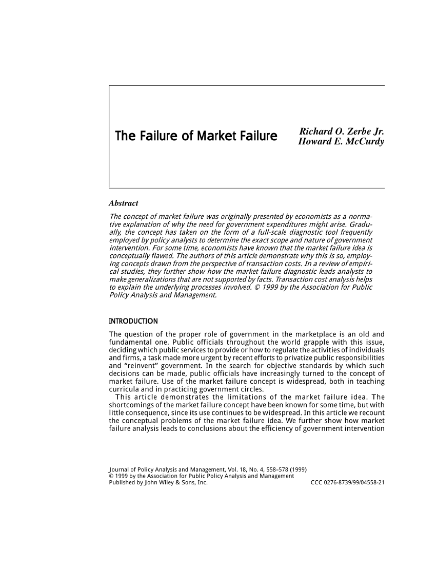 research paper on market failure