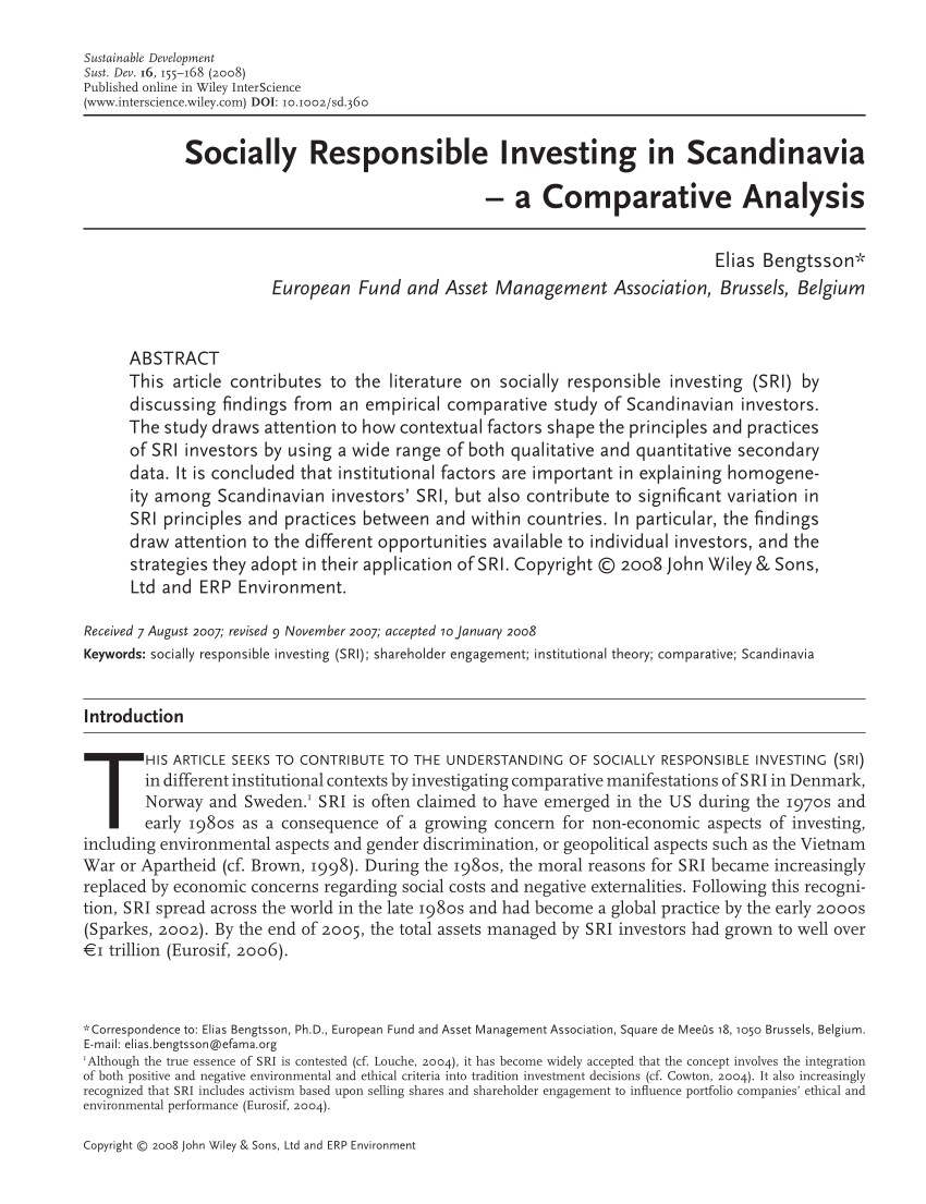 literature review on socially responsible investing