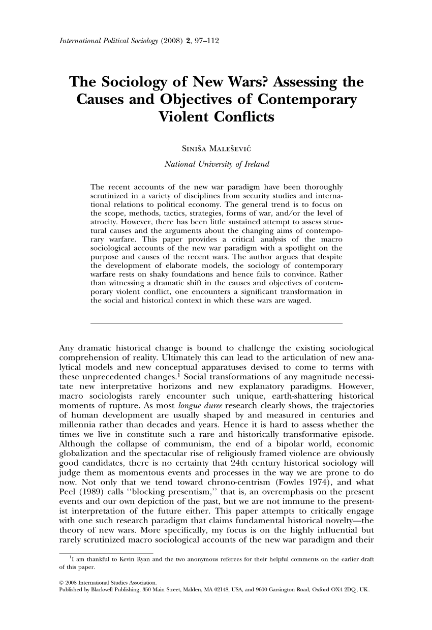 The Sociology Of War And Violence