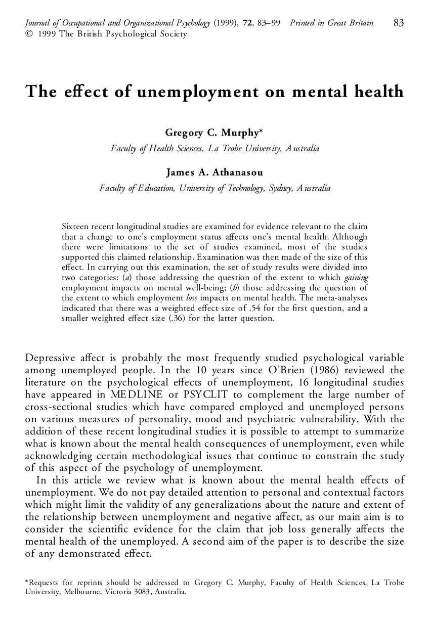 literature review on impact of unemployment