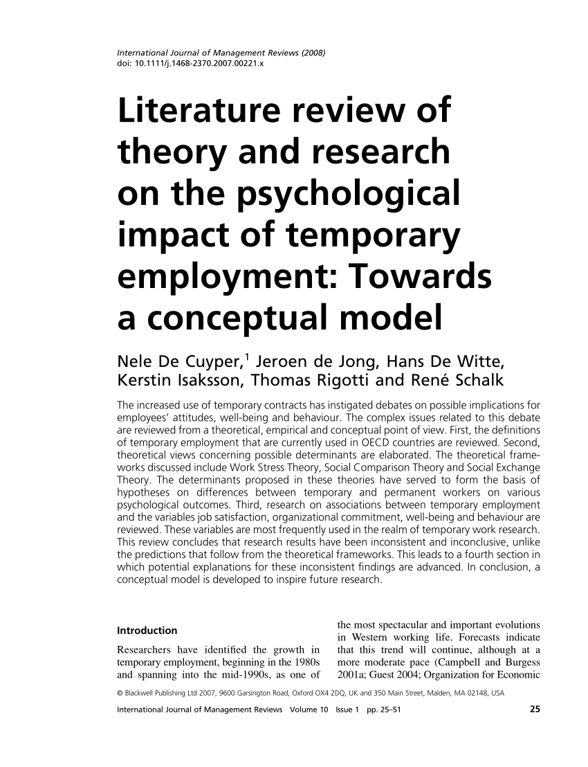 psychological impact literature review