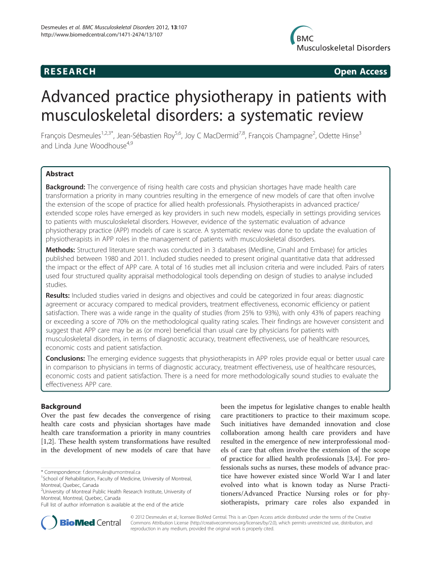 thesis topics for musculoskeletal physiotherapy