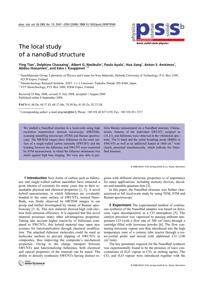 PDF) The local study of a nanoBud structure