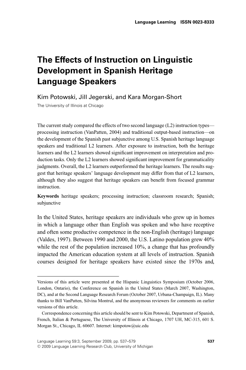 syntactic development in monolingual spanish speakers