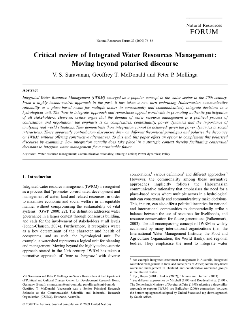 water resources management research paper