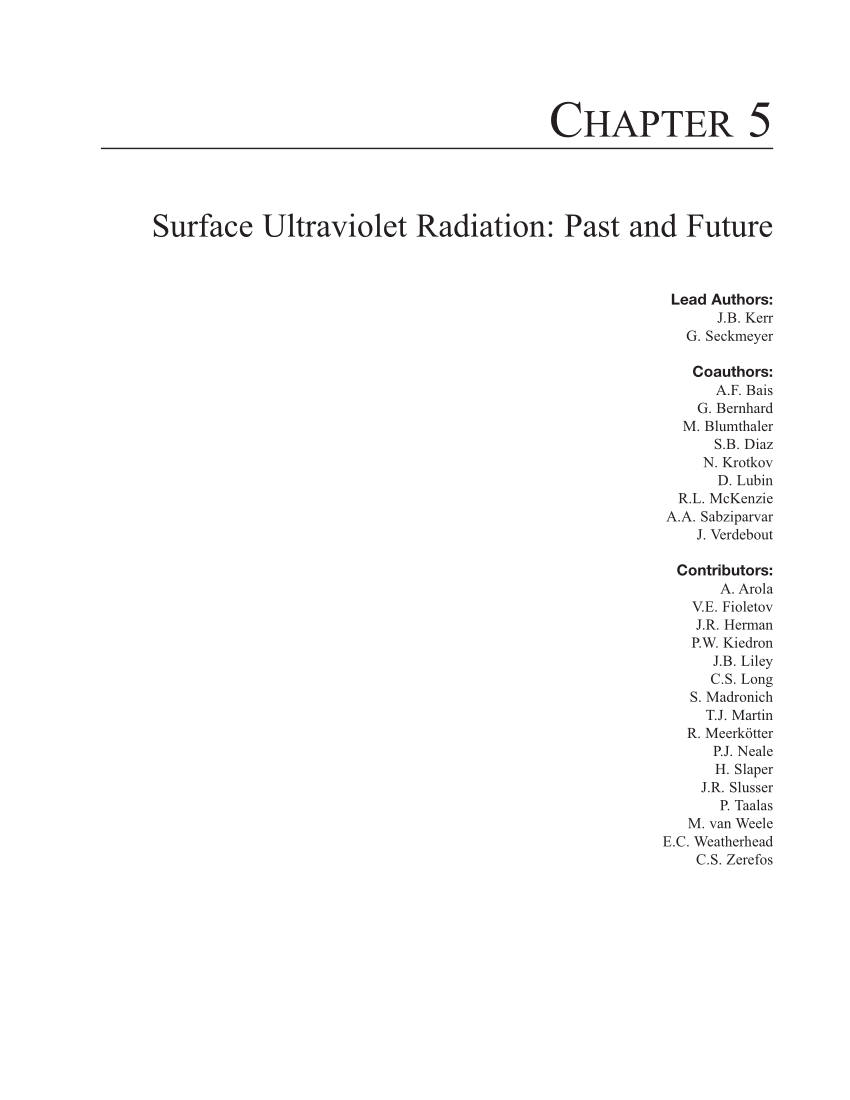 Pdf Surface Ultraviolet Radiation Past Present And Future