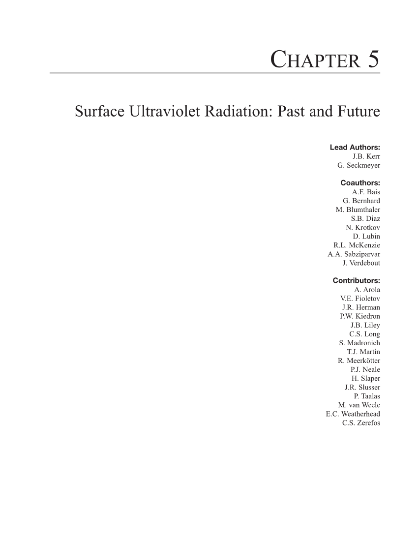 Pdf Surface Ultraviolet Radiation Past And Future