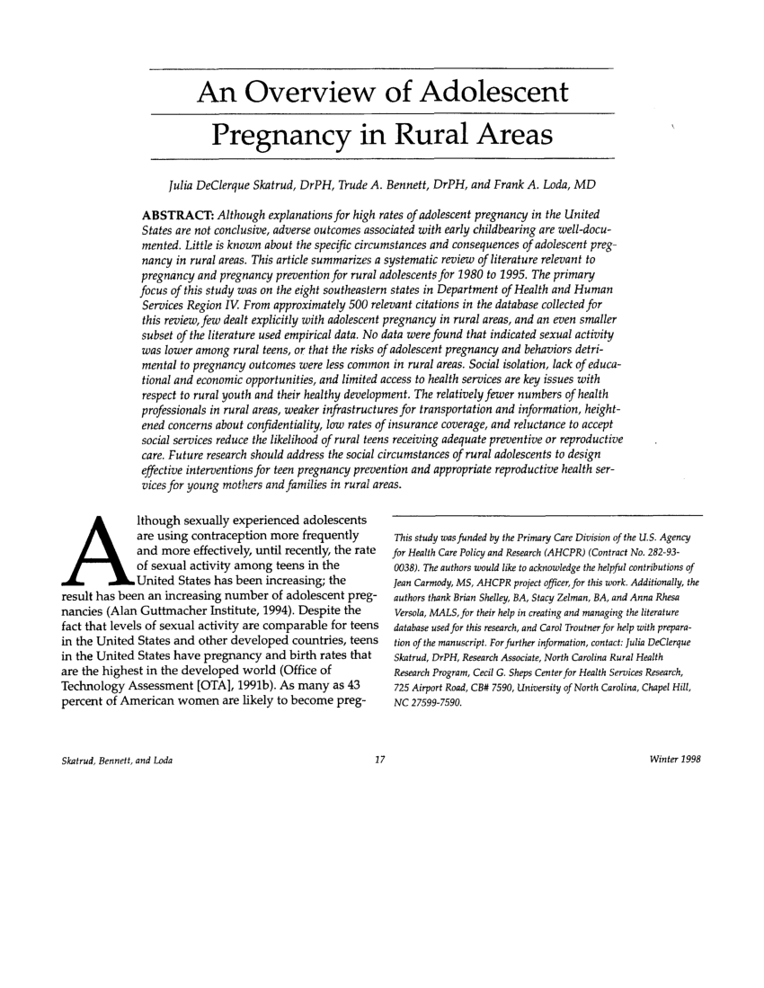 literature review on adolescent pregnancy
