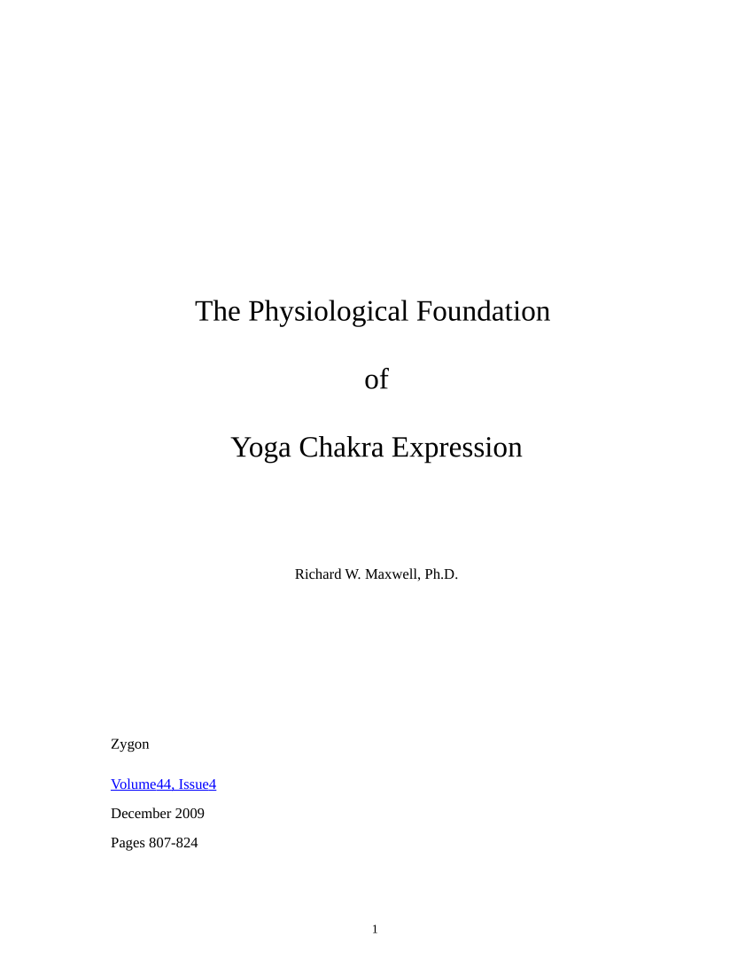 PDF) The Physiological Foundation of Yoga Chakra Expression