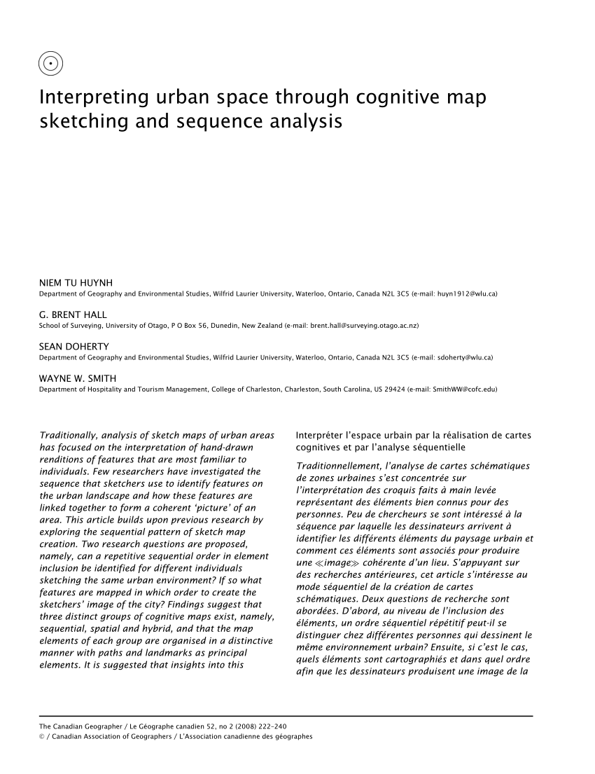 Interpreting urban space through cognitive map sketching and sequence  analysis - HUYNH - 2008 - Canadian Geographies / Géographies  canadiennes - Wiley Online Library
