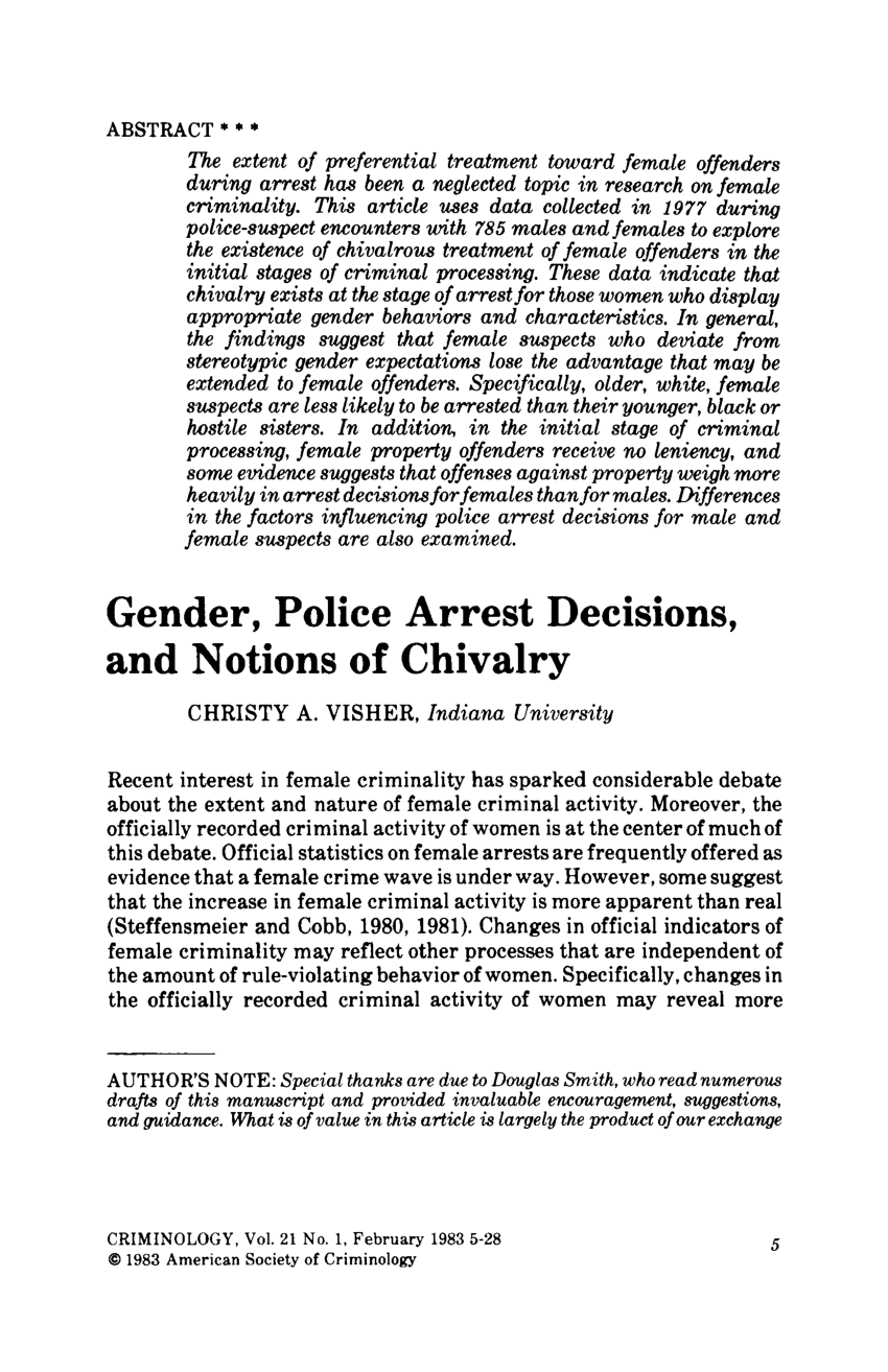 chivalry thesis gender and crime