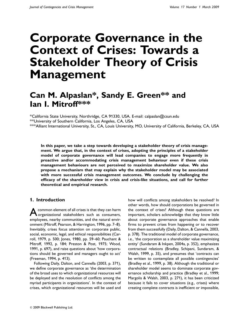 structural functional systems theory in crisis management